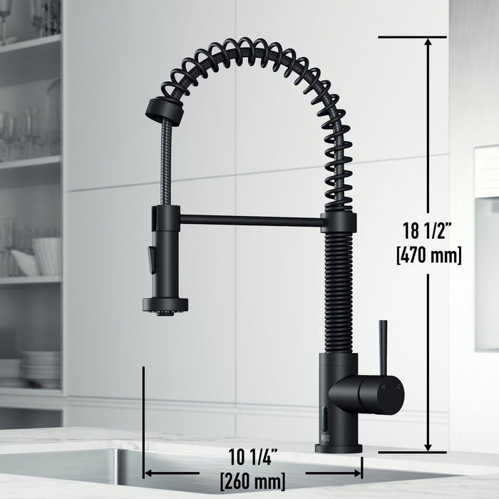 Vigo VG02001MBS Edison Touchless Spring Pull-Down Kitchen Faucet in Matte Black