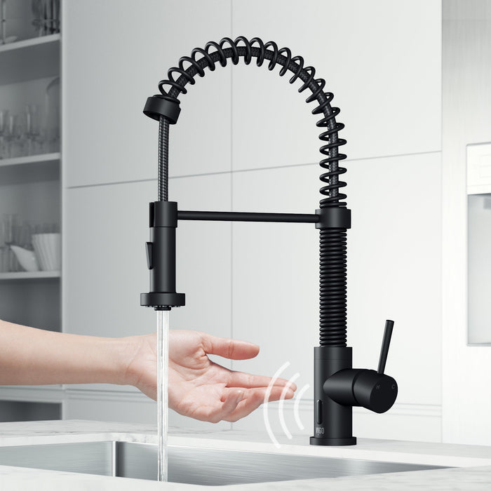 Vigo VG02001MBS Edison Touchless Spring Pull-Down Kitchen Faucet in Matte Black
