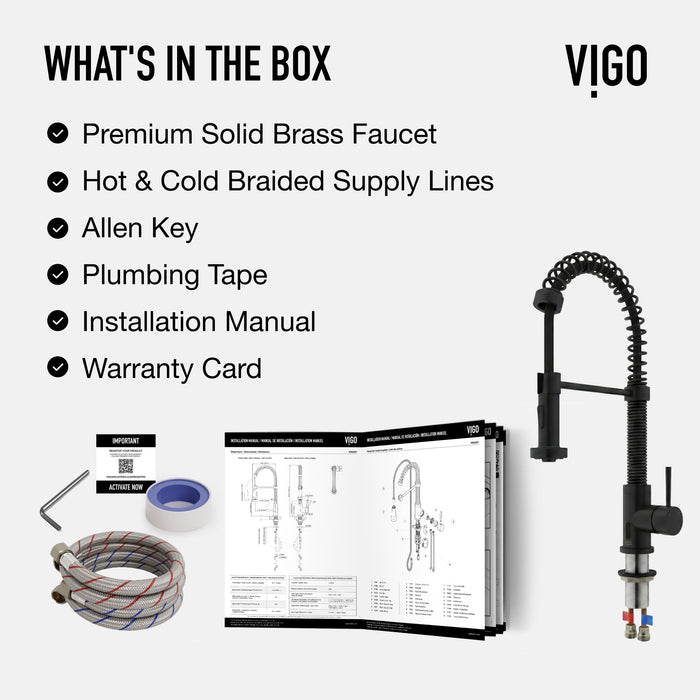 Vigo VG02001MBS Edison Touchless Spring Pull-Down Kitchen Faucet in Matte Black