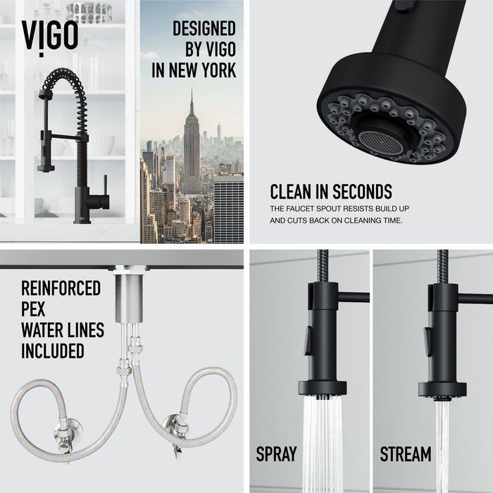 Vigo VG02001MBS Edison Touchless Spring Pull-Down Kitchen Faucet in Matte Black