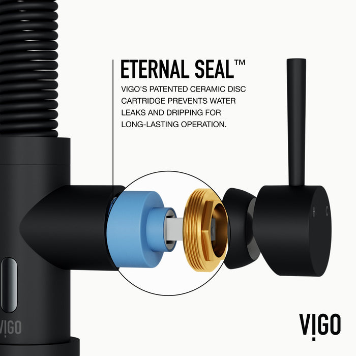 Vigo VG02001MBS Edison Touchless Spring Pull-Down Kitchen Faucet in Matte Black