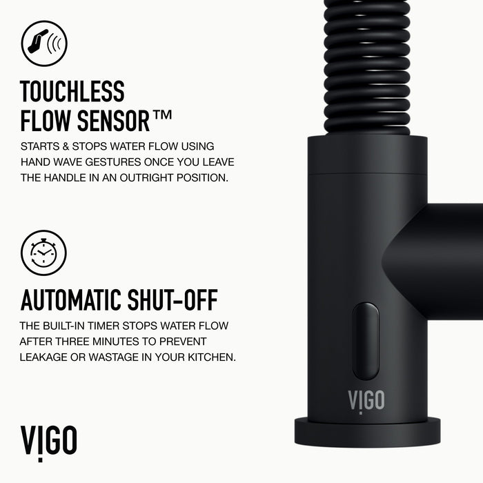 Vigo VG02001MBS Edison Touchless Spring Pull-Down Kitchen Faucet in Matte Black