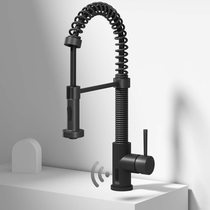 Vigo VG02001MBS Edison Touchless Spring Pull-Down Kitchen Faucet in Matte Black