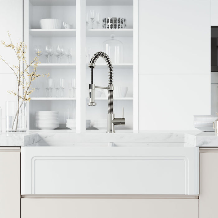 Vigo VG02001ST Edison Single-Handle Spring Pull-Down Kitchen Faucet in Stainless Steel