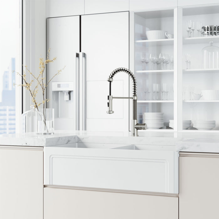Vigo VG02001ST Edison Single-Handle Spring Pull-Down Kitchen Faucet in Stainless Steel