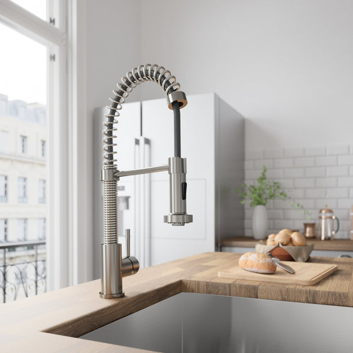 Vigo VG02001ST Edison Single-Handle Spring Pull-Down Kitchen Faucet in Stainless Steel