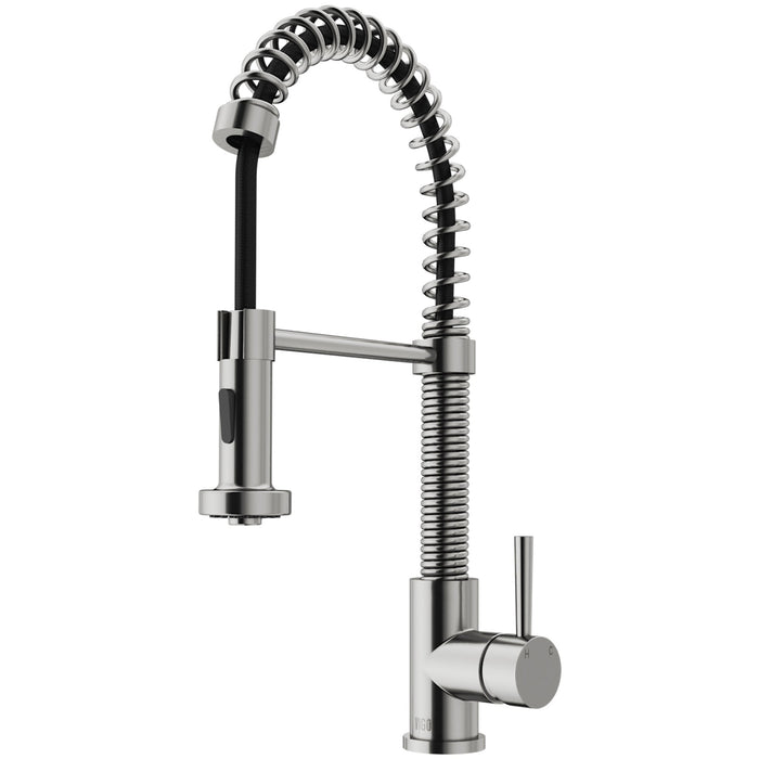 Vigo VG02001ST Edison Single-Handle Spring Pull-Down Kitchen Faucet in Stainless Steel