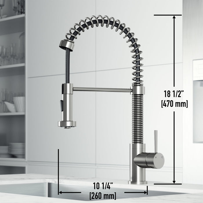 Vigo VG02001ST Edison Single-Handle Spring Pull-Down Kitchen Faucet in Stainless Steel