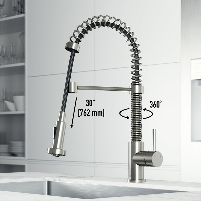 Vigo VG02001ST Edison Single-Handle Spring Pull-Down Kitchen Faucet in Stainless Steel