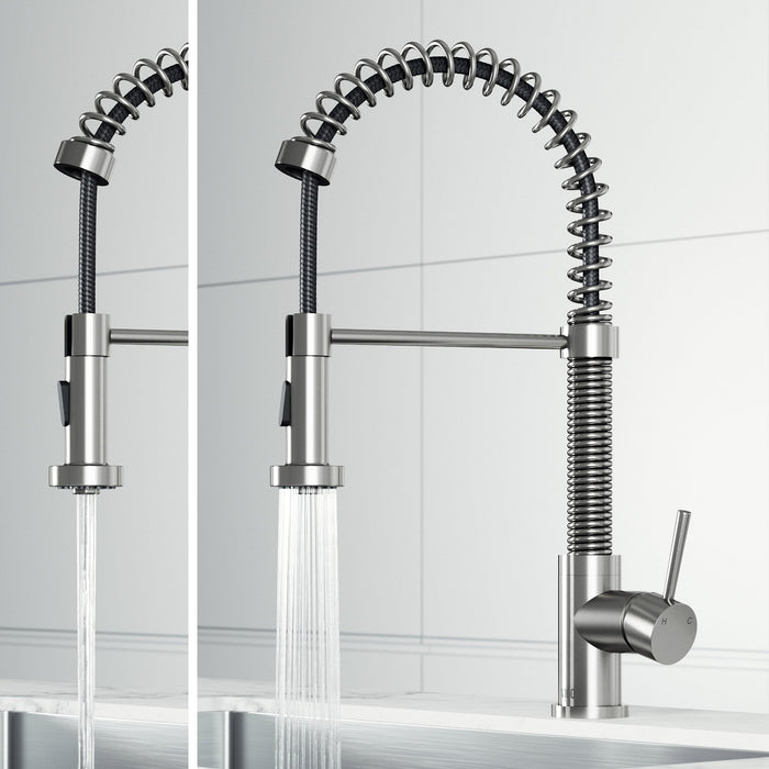 Vigo VG02001ST Edison Single-Handle Spring Pull-Down Kitchen Faucet in Stainless Steel