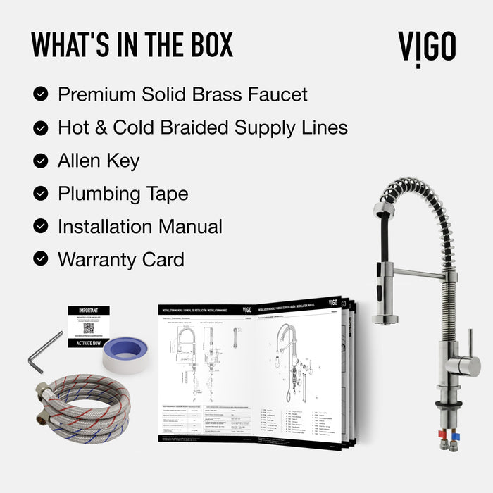 Vigo VG02001ST Edison Single-Handle Spring Pull-Down Kitchen Faucet in Stainless Steel