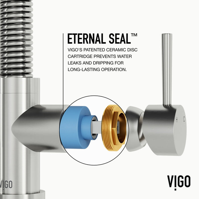Vigo VG02001ST Edison Single-Handle Spring Pull-Down Kitchen Faucet in Stainless Steel