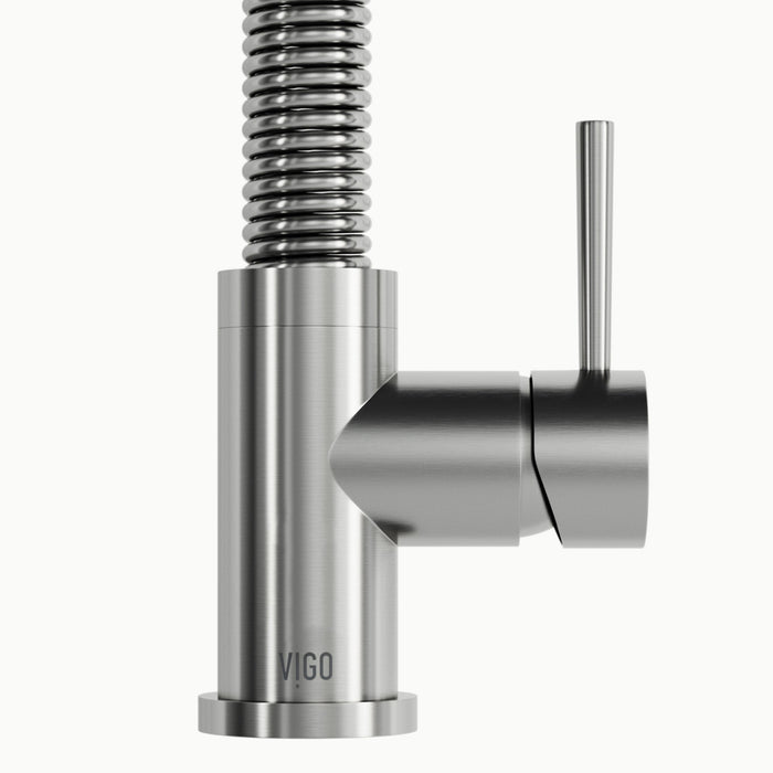 Vigo VG02001ST Edison Single-Handle Spring Pull-Down Kitchen Faucet in Stainless Steel