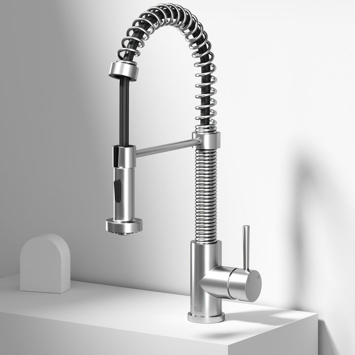 Vigo VG02001ST Edison Single-Handle Spring Pull-Down Kitchen Faucet in Stainless Steel
