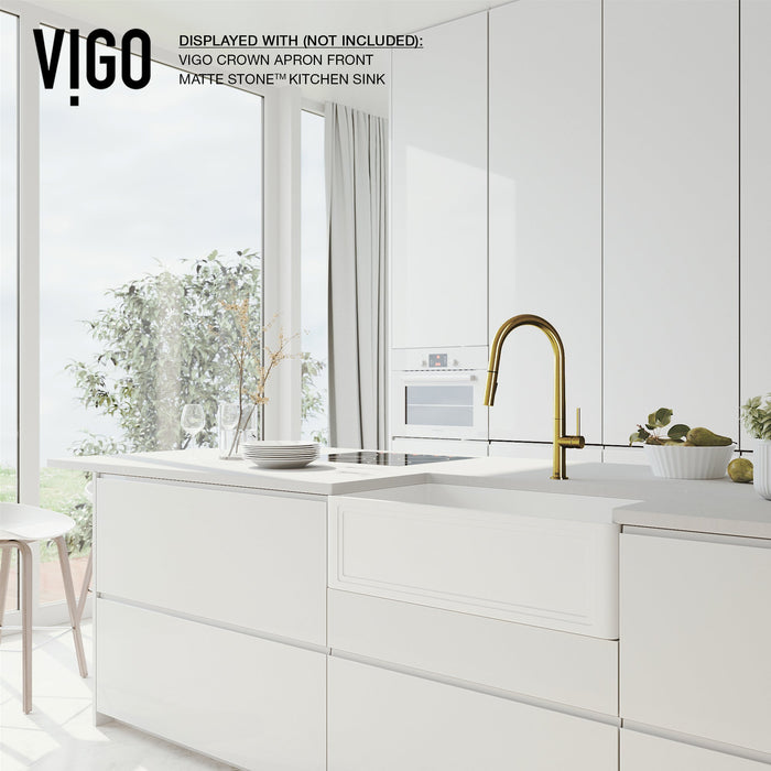 Vigo VG02029MG Greenwich Single-Handle Pull-Down Kitchen Faucet in Matte Brushed Gold