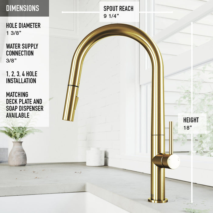 Vigo VG02029MG Greenwich Single-Handle Pull-Down Kitchen Faucet in Matte Brushed Gold