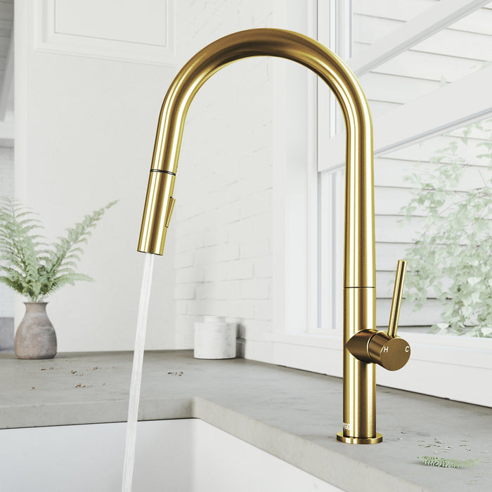 Vigo VG02029MG Greenwich Single-Handle Pull-Down Kitchen Faucet in Matte Brushed Gold