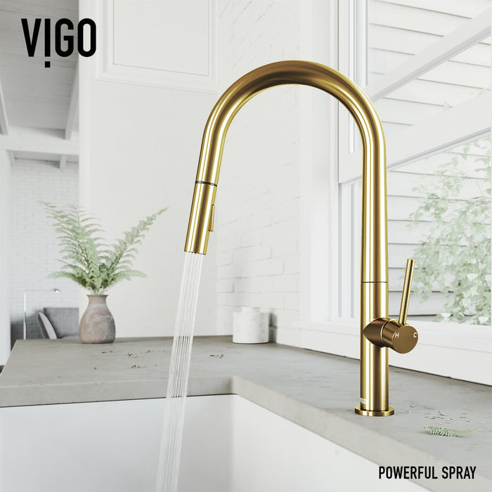 Vigo VG02029MG Greenwich Single-Handle Pull-Down Kitchen Faucet in Matte Brushed Gold