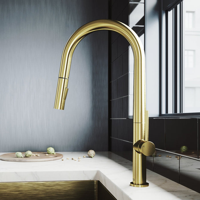 Vigo VG02029MG Greenwich Single-Handle Pull-Down Kitchen Faucet in Matte Brushed Gold