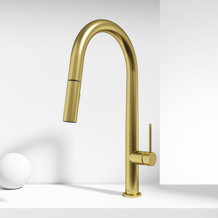 Vigo VG02029MG Greenwich Single-Handle Pull-Down Kitchen Faucet in Matte Brushed Gold
