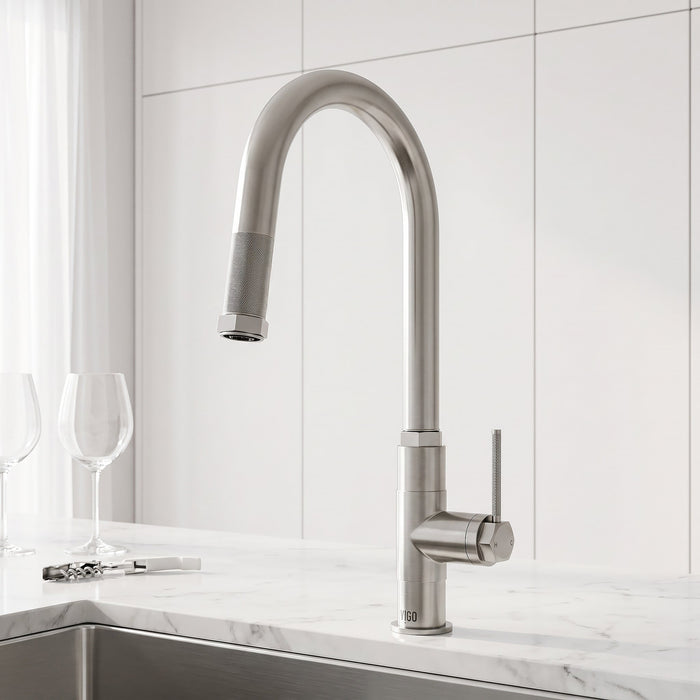 Vigo VG02035ST Hart Arched Single-Handle Pull-Down Kitchen Faucet in Stainless Steel