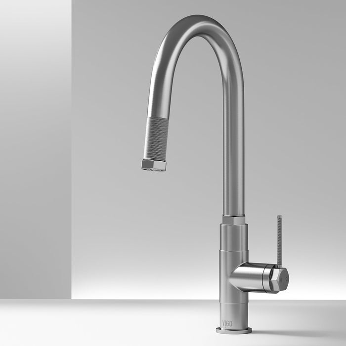 Vigo VG02035ST Hart Arched Single-Handle Pull-Down Kitchen Faucet in Stainless Steel