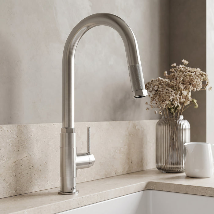Vigo VG02035ST Hart Arched Single-Handle Pull-Down Kitchen Faucet in Stainless Steel