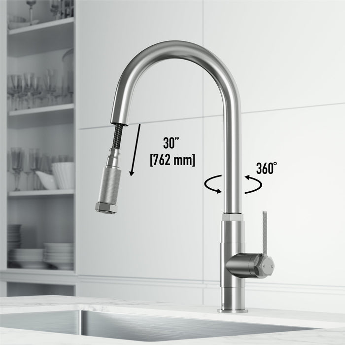 Vigo VG02035ST Hart Arched Single-Handle Pull-Down Kitchen Faucet in Stainless Steel