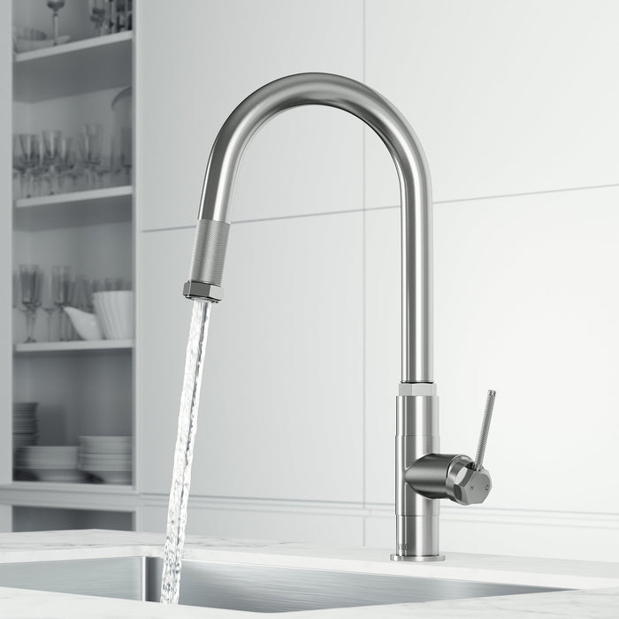 Vigo VG02035ST Hart Arched Single-Handle Pull-Down Kitchen Faucet in Stainless Steel