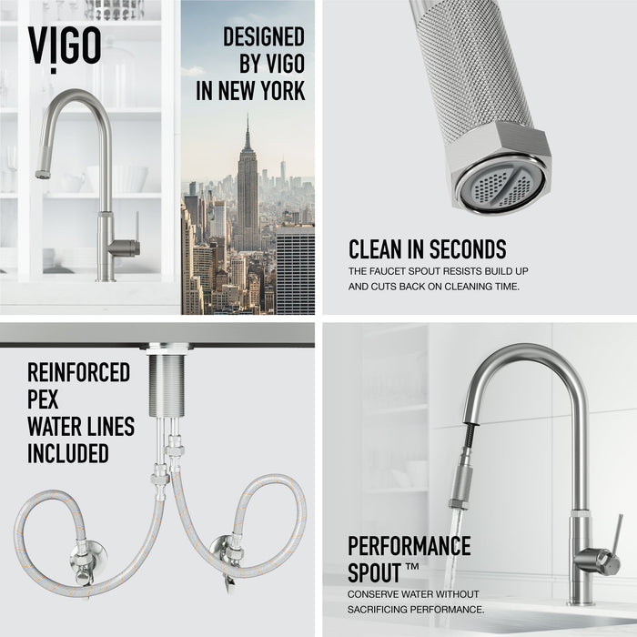 Vigo VG02035ST Hart Arched Single-Handle Pull-Down Kitchen Faucet in Stainless Steel