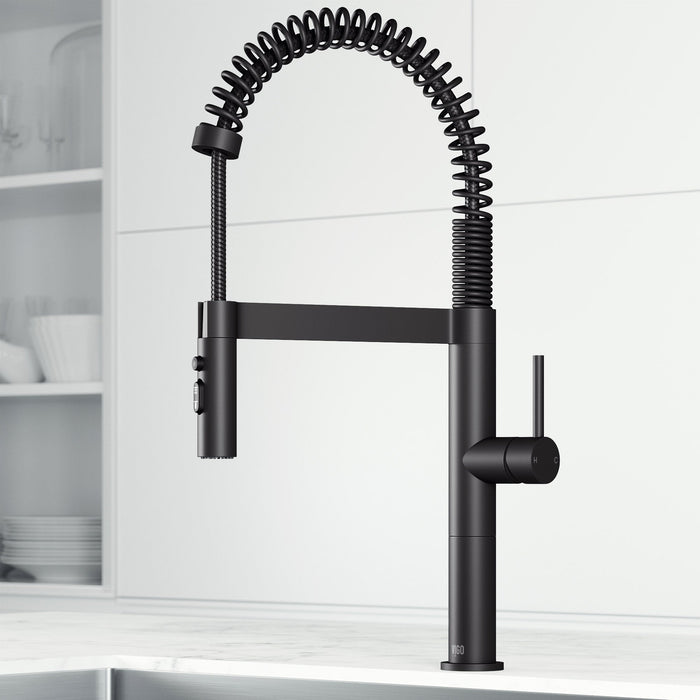 Vigo VG02052MB Edison Pro Triple-Mode Spring Pull-Down Kitchen Faucet in Matte Black