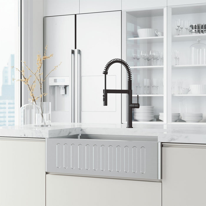 Vigo VG02052MB Edison Pro Triple-Mode Spring Pull-Down Kitchen Faucet in Matte Black