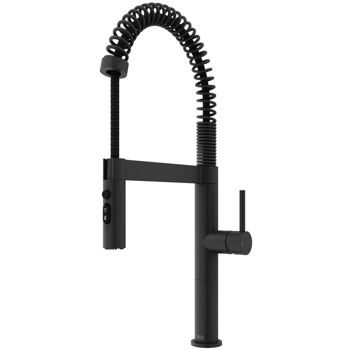 Vigo VG02052MB Edison Pro Triple-Mode Spring Pull-Down Kitchen Faucet in Matte Black
