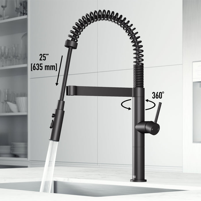 Vigo VG02052MB Edison Pro Triple-Mode Spring Pull-Down Kitchen Faucet in Matte Black