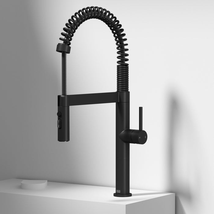 Vigo VG02052MB Edison Pro Triple-Mode Spring Pull-Down Kitchen Faucet in Matte Black