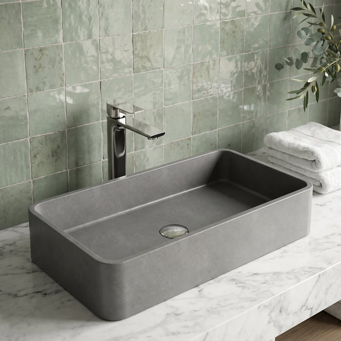 Vigo VG04060 Palazzo Gothic 24-Inch Rectangular Concrete Vessel Bathroom Sink in Gray
