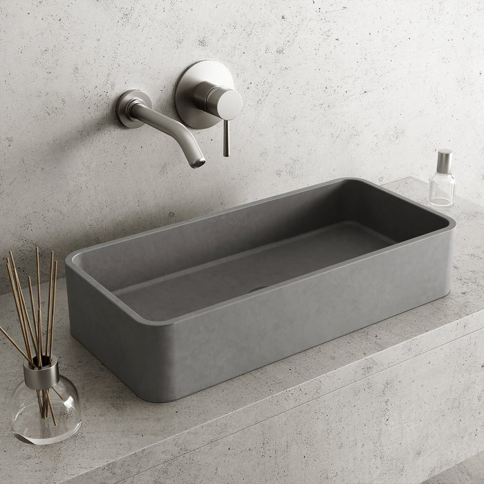 Vigo VG04060 Palazzo Gothic 24-Inch Rectangular Concrete Vessel Bathroom Sink in Gray