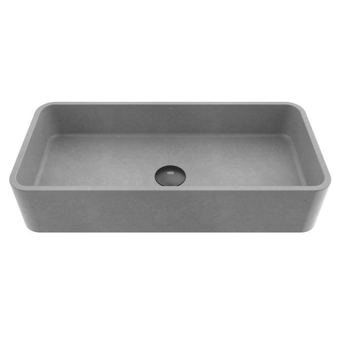 Vigo VG04060 Palazzo Gothic 24-Inch Rectangular Concrete Vessel Bathroom Sink in Gray