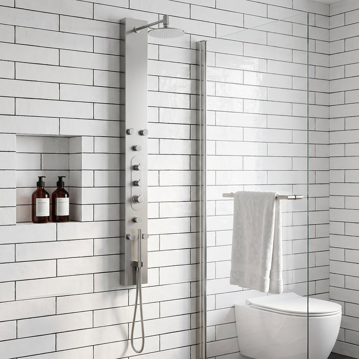 Vigo VG08001 Dilana 6-Jet Rain Shower Panel with Hand Shower in Stainless Steel