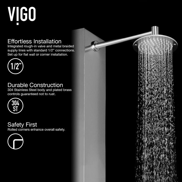 Vigo VG08001 Dilana 6-Jet Rain Shower Panel with Hand Shower in Stainless Steel