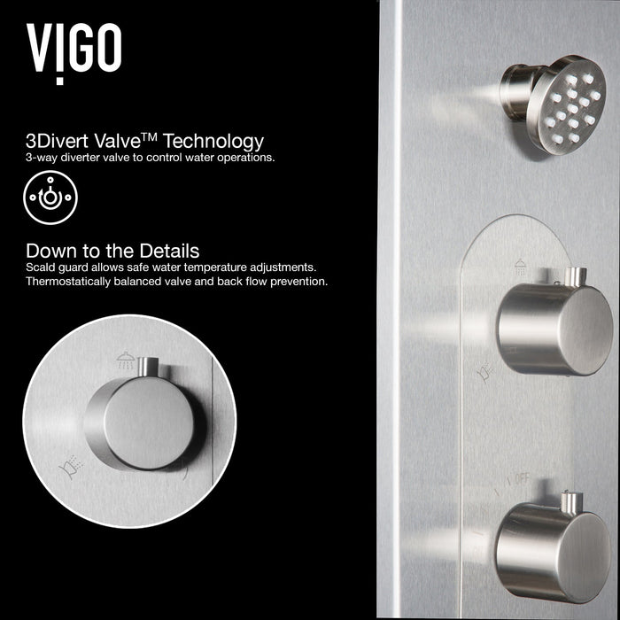 Vigo VG08001 Dilana 6-Jet Rain Shower Panel with Hand Shower in Stainless Steel