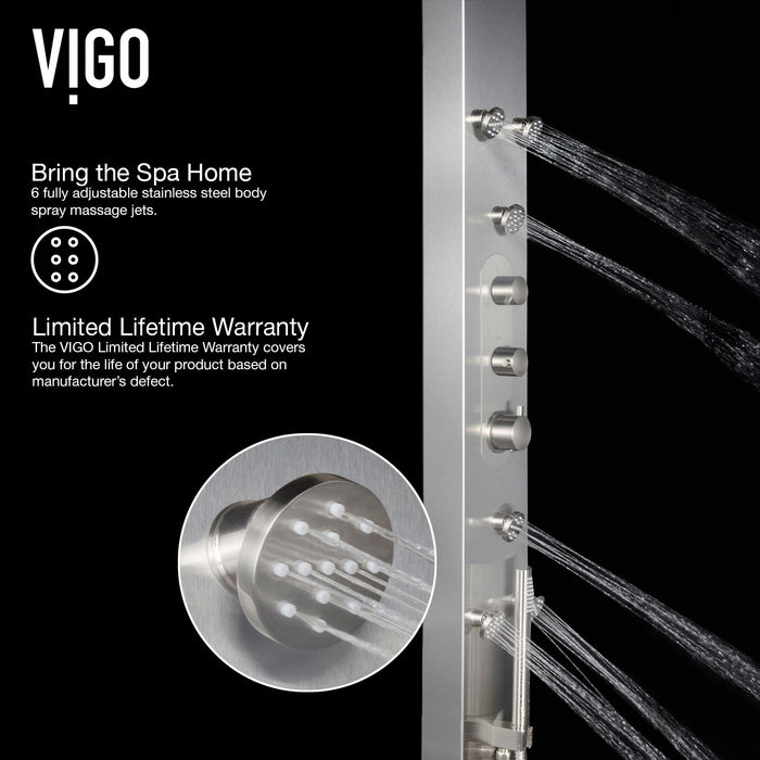 Vigo VG08001 Dilana 6-Jet Rain Shower Panel with Hand Shower in Stainless Steel