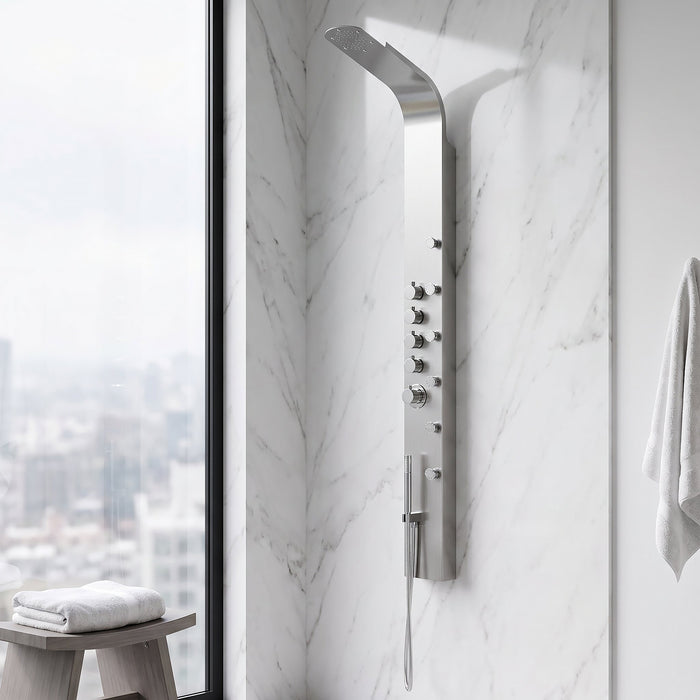 Vigo VG08005 Brielle 6-Jet Rain Shower Panel with Hand Shower in Stainless Steel