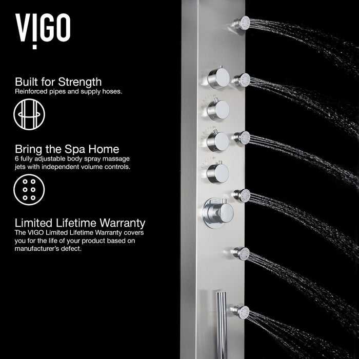 Vigo VG08005 Brielle 6-Jet Rain Shower Panel with Hand Shower in Stainless Steel