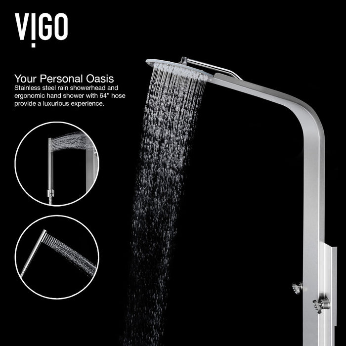 Vigo VG08008 Mateo 6-Jet Rain Shower Panel System with Hand Shower in Stainless Steel