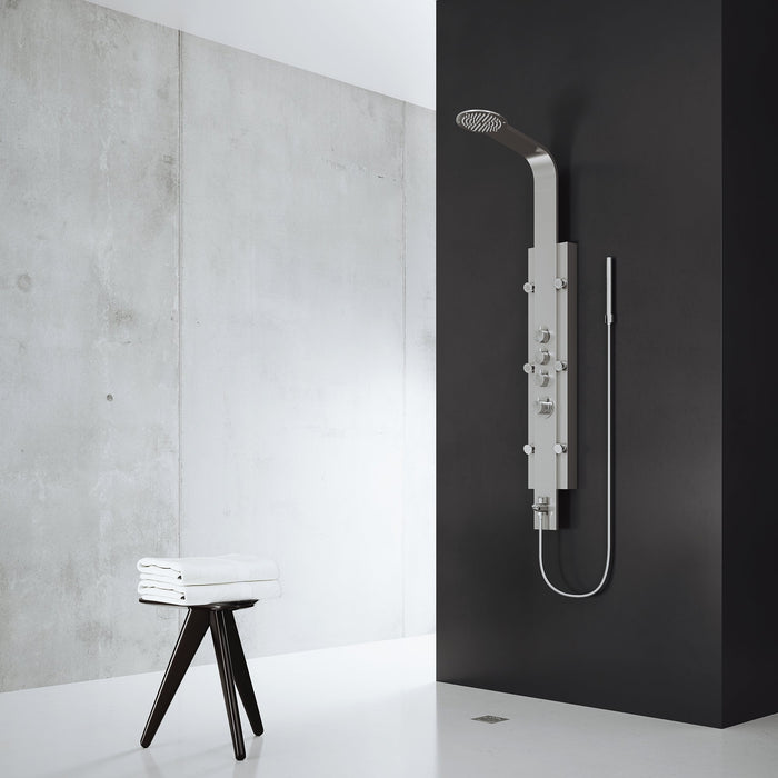 Vigo VG08008 Mateo 6-Jet Rain Shower Panel System with Hand Shower in Stainless Steel