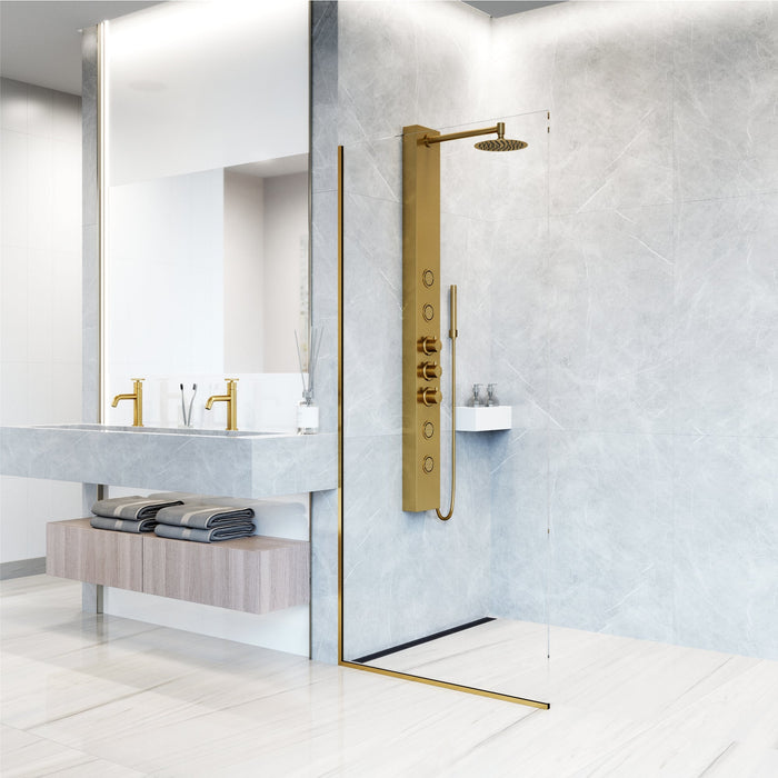 Vigo VG08013MG Ellington 4-Jet Rain Shower Panel with Hand Shower in Matte Brushed Gold
