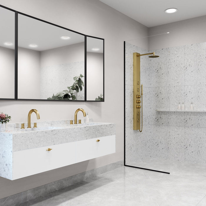 Vigo VG08013MG Ellington 4-Jet Rain Shower Panel with Hand Shower in Matte Brushed Gold