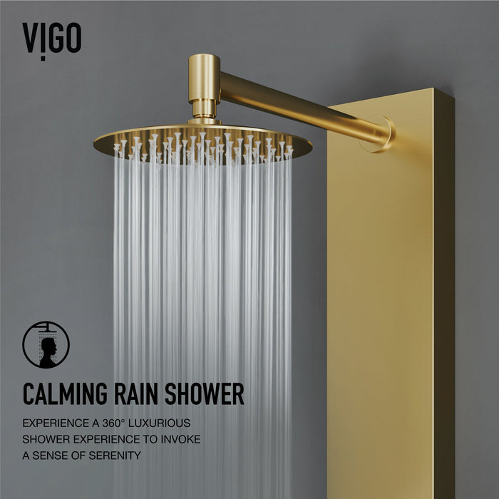 Vigo VG08013MG Ellington 4-Jet Rain Shower Panel with Hand Shower in Matte Brushed Gold