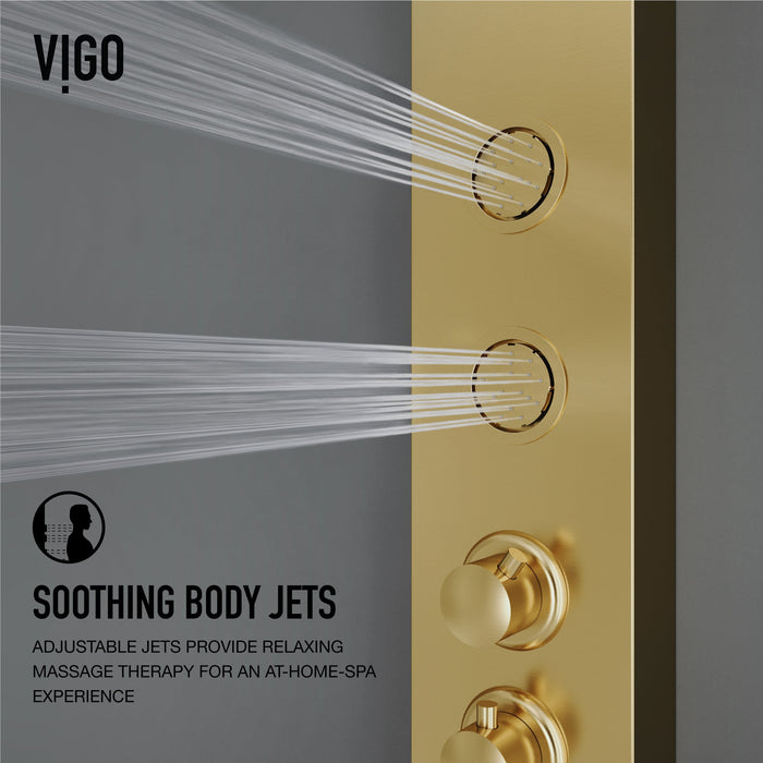 Vigo VG08013MG Ellington 4-Jet Rain Shower Panel with Hand Shower in Matte Brushed Gold